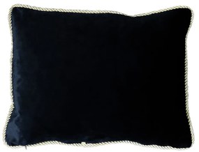 Čierny zamatový vankúš so zlatým zapletenej lemom - 45 * 35cm