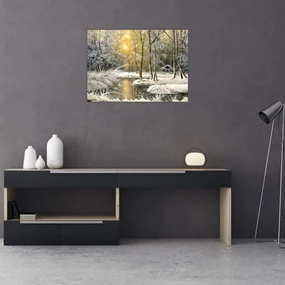 Obraz - Chalúpka v lese, olejomaľba (70x50 cm)