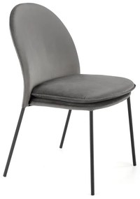 Jedálenská stolička HIXON — kov, zamatová látka, sivá