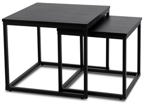 PROXIMA.store - Loftový set konferenčných stolíkov TEVET FARBA: čierny mramor, FARBA NÔH: čierna