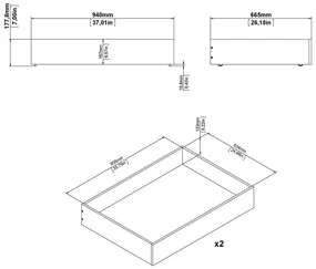 Čierne zásuvky pod posteľ v súprave 2 ks 90x190/140x190 cm Naia – Tvilum