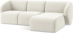 Béžová zamatová rohová pohovka (pravý roh/s leňoškou) Lani – Makamii