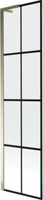 Mexen Next L, 1-krídlová vaňová zástena 50 x 150 cm, 6mm číre sklo-čierny vzor, zlatý lesklý profil, 895-050-000-03-77-50