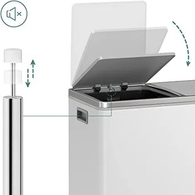 SONGMICS dvojitý kôš, kovový kôš na triedený odpad s 15 vreckami, 2 x 30 l, bielo-šedá