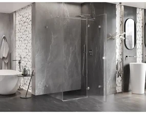 Mexen Lunar T, sklopný sprchový kút pravý 135 x 110 cm, 8mm číre sklo, chrómový profil, 834T-135-110-01-00-P