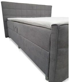 Elektrická polohovateľná čalúnená posteľ s matracmi a topperom HELEN 180x200 cm sivá