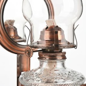 Brilagi - Petrolejová lampa so zrkadlom MERLIN medená/patina
