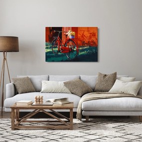 Obraz červeného kolesa, akrylová maľba (90x60 cm)