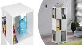 Otočná knižnica, 34x34x108 cm, biela