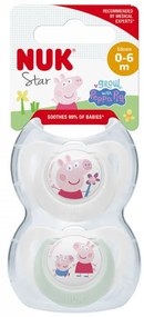 Cumlík NUK Star Peppa Pig 0-6m  2 ks, vel. 0-6 m