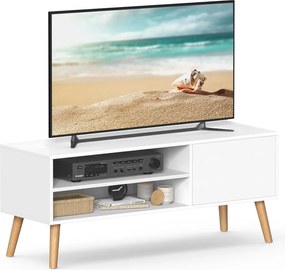 TV stolík, 120 cm široký TV nábytok, biely