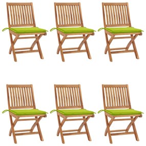 Skladacie záhradné stoličky s podložkami 6 ks tíkový masív 3072845