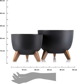 PLASTOVÝ KVETINÁČ ROSA LINEA ECO SADA 2KS 15X24,3 CM+18,3X29,2 CM ČIERNA