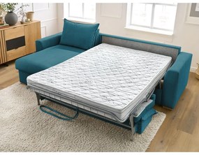 Modrá menčestrová rozkladacia rohová pohovka (variabilná) Augustin – Bobochic Paris