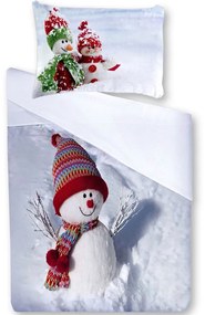 Gipetex Natural Dream 3D talianská obliečka 100% bavlna Pupazo di Neve - Snehuliak - 140x200 / 70x90 cm