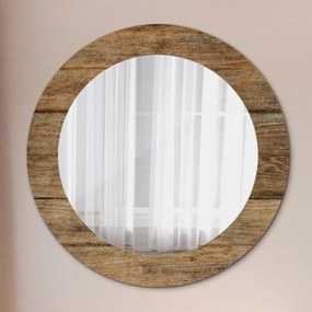 Okrúhle zrkadlo s potlačou Staré drevo fi 60 cm