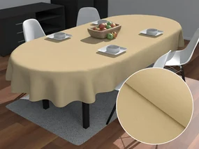 Biante Veľký dekoračný oválny obrus BKU-107 Pieskovo béžový 200x260 cm