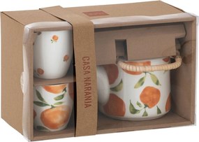 Čajová sada s kanvičkou a 2 hrnčekmi Casa Naranja - 16*11*12 cm / 600 ml