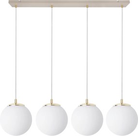 Závesné svietidlo Florence, 4x biele sklenené tienidlo, g/be