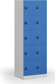 Šatníková skrinka S1 s úložnými boxmi, 5 boxov, 1850 x 300 x 500 mm, zámok s čítačkou RFID kariet, béžové dvere