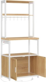 Kuchynský regál Vasagle Nori 60 cm so zásuvkou biely/hnedý