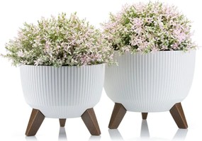 PLASTOVÝ KVETINÁČ ROSA LINEA ECO SADA 2KS 15X24,3 CM+18,3X29,2 CM BIELA