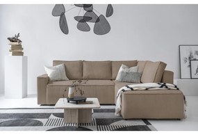 Béžová menčestrová rozkladacia rohová pohovka (pravý roh) Brave Dave – Miuform