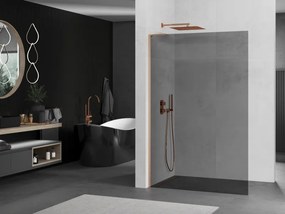 Mexen Kioto L, sprchová zástena Walk-In 100 x 200 cm, 8mm šedé sklo, medený matný profil, 800-100-103-65-40