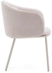 Béžové čalúnené jedálenské kreslo s podrúčkami Minda – Kave Home