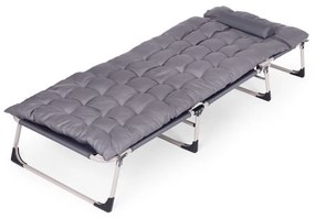 Polohovateľné skladacie lehátko s poduškou sivej farby