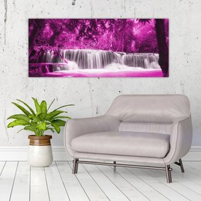 Obraz - fialový, vodopád (120x50 cm)
