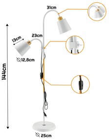BERGE Stojacia LED lampa 2xE27 biela