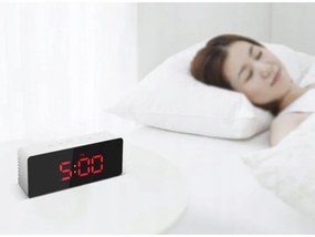 Verk 01457 Multifunkčné zrkadlové hodiny s budíkom a teplomerom bielej