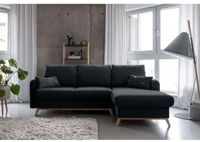 Tmavosivá rozkladacia rohová pohovka Miuform Scandic Lagom, pravý roh