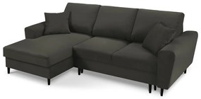 Čierna menčestrová rozkladacia/s úložným priestorom rohová pohovka (ľavý roh/s leňoškou) Kyoto – Cosmopolitan Design