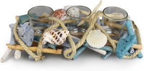 Dommio Ratanový svietnik na 3 čajové sviečky Mare, 30 x 14 cm