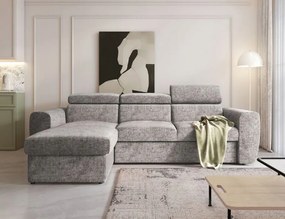 Šedý roh s funkciou spania Napoli na vlnitých pružinách.