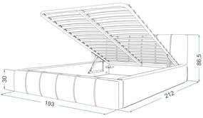 Čalúnená manželská posteľ s úložným priestorom Fiona 180x200 - sivá