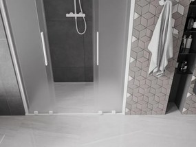 Mexen Velar Duo, posuvné sprchové dvere do otvoru 140 cm, 8mm sklo námraza, biela matná, 871-140-000-32-20