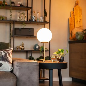 Stolná lampa v štýle Art Deco mosadz s opálovým sklom 45,5 cm - Pallon