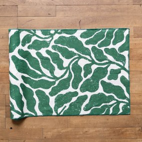 Fine Little Day Ľanový behúň na stôl Leaves Green 47 x 180 cm