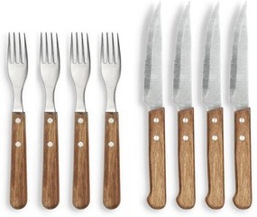 Antikoro steakové príbory v súprave 8 ks v striebornej farbe/v prírodnej farbe – Holm