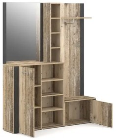 Predsieňová stena so zrkadlom KEVIN hnedá/čierna