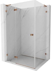 Mexen Lunar L, sklápací sprchový kút ľavý 70 x 80 cm, 8mm číre sklo, ružové zlato profil, 834L-070-080-60-00-L