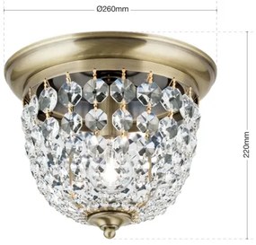 Orion DLU 1840/26-Krištáľové str. svietidlo PLAFOND 1xE27/40W/230V pr.26 cm bronz