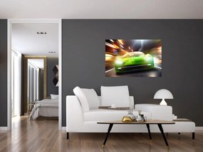 Obraz - Zelené závodné auto (90x60 cm)