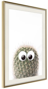 Artgeist Plagát - Cactus With Eyes [Poster] Veľkosť: 30x45, Verzia: Zlatý rám s passe-partout