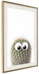 Artgeist Plagát - Cactus With Eyes [Poster] Veľkosť: 40x60, Verzia: Zlatý rám s passe-partout