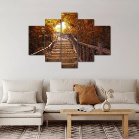 Obraz - Schody v prírode na jeseň (150x105 cm)