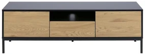 TV stolík v dekore duba v čierno-prírodnej farbe 140x45 cm Seaford – Actona